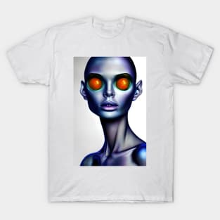 Strange Alien Woman Portrait Face AI Art T-Shirt